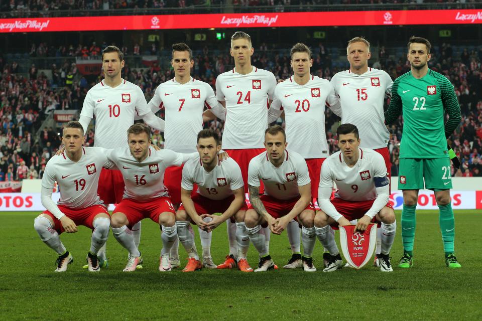Reprezentacja Polski przed meczem z Serbią w Poznaniu.