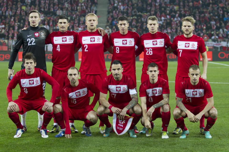 Reprezentacja Polski przed meczem z Urugwajem w Gdańsku w 2012 roku.