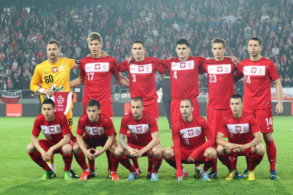 Reprezentacja Polski przed meczem z Liechtensteinem w Krakowie.