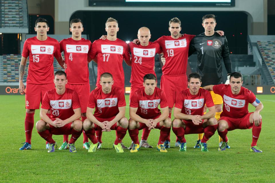 Reprezentacja Polski przed meczem towarzyskim z Mołdawią w Abu Zabi.