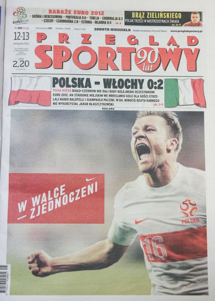 Okładka przegladu sportowego po meczu polska - włochy (11.11.2011) 