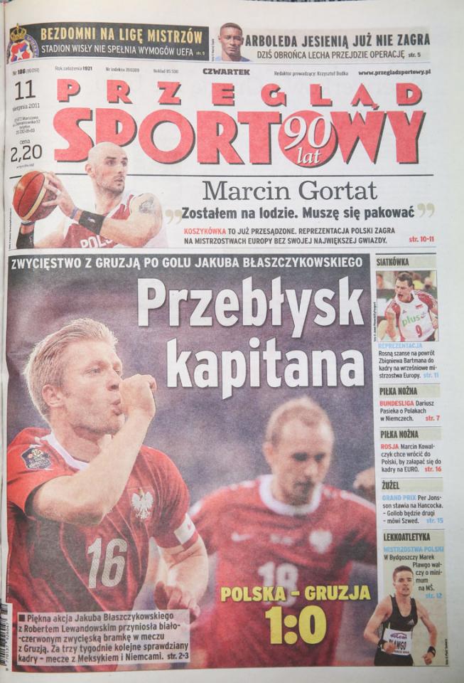 Okładka przeglądu sportowego po meczu polska - gruzja (10.08.2011) 