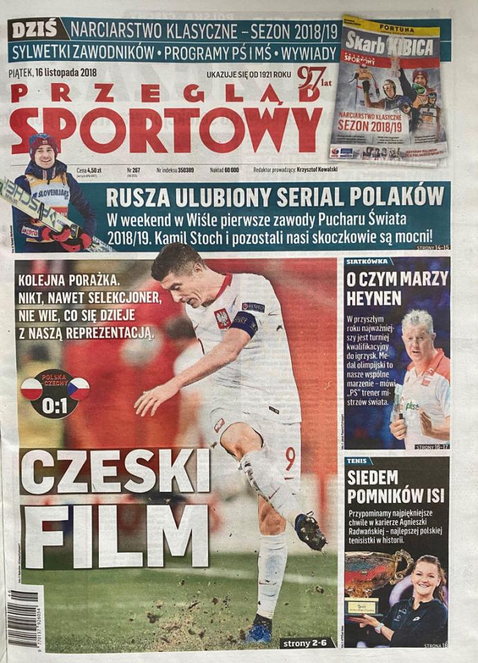 Okładka przeglądu sportowego po meczu Polska - Czechy (15.11.2018) 