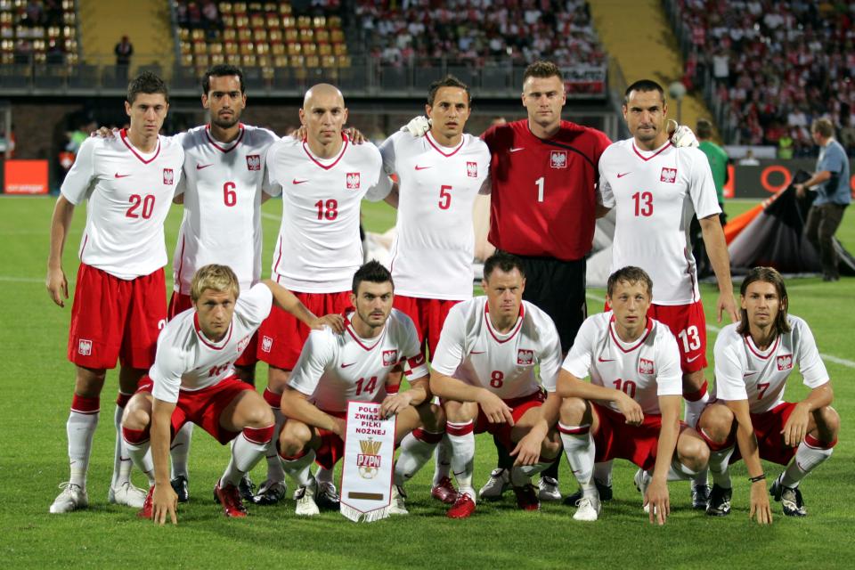 Reprezentacja Polski przed meczem z Grecją w 2009 w Bydgoszczy.
