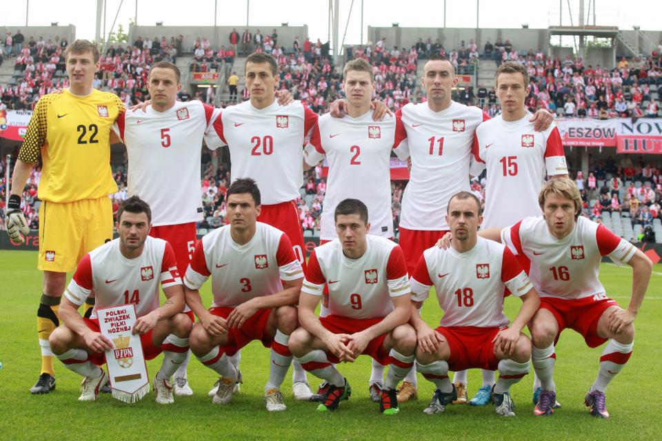 Reprezentacja Polski przed meczem z Finlandią w 2010 roku.