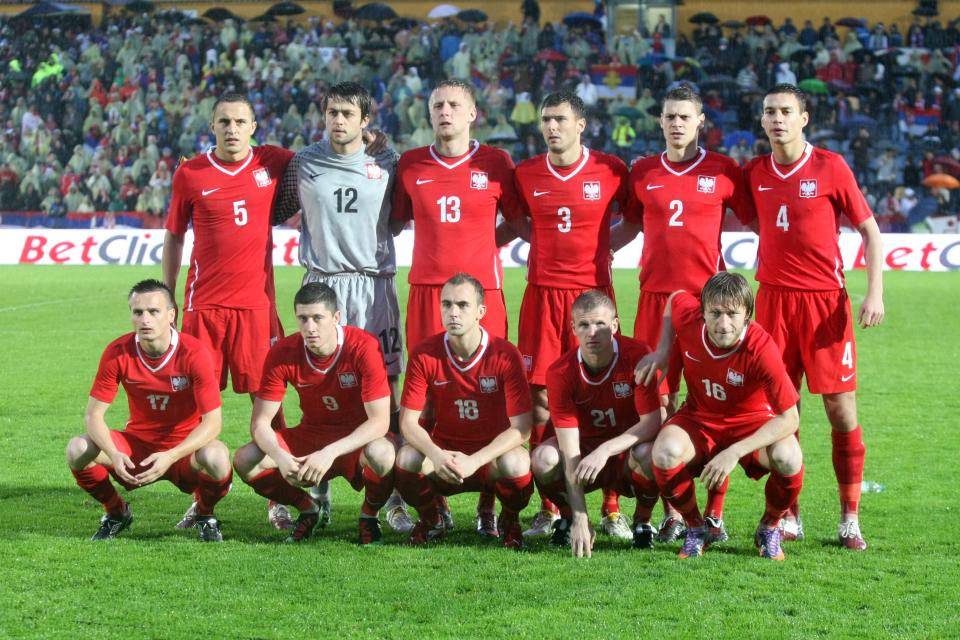 Reprezentacja Polski przed meczem z Serbią w 2010 roku w Kufstein.
