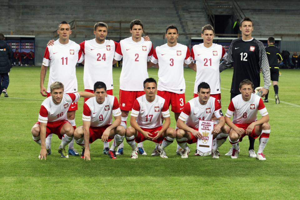 Reprezentacja Polski przed meczem z Australią w Krakowie w 2010 roku.