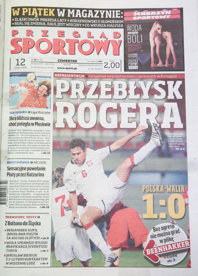 Okładka przeglądu sportowego po meczu Polska - Walia (11.02.2009) 