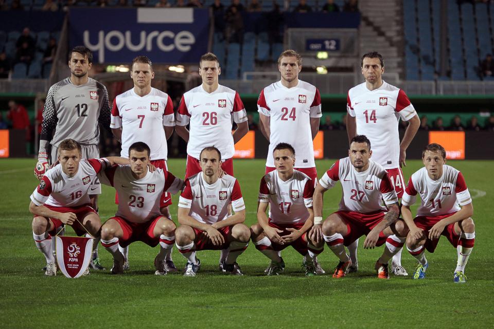 Reprezentacja Polski przed meczem z Białorusią w Wiesbaden.