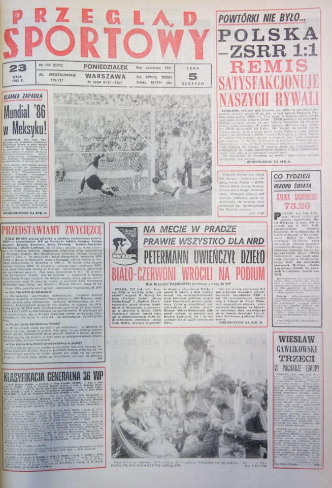 Okładka przeglądu sportowego po meczu Polska - ZSRR (22.05.1983) 