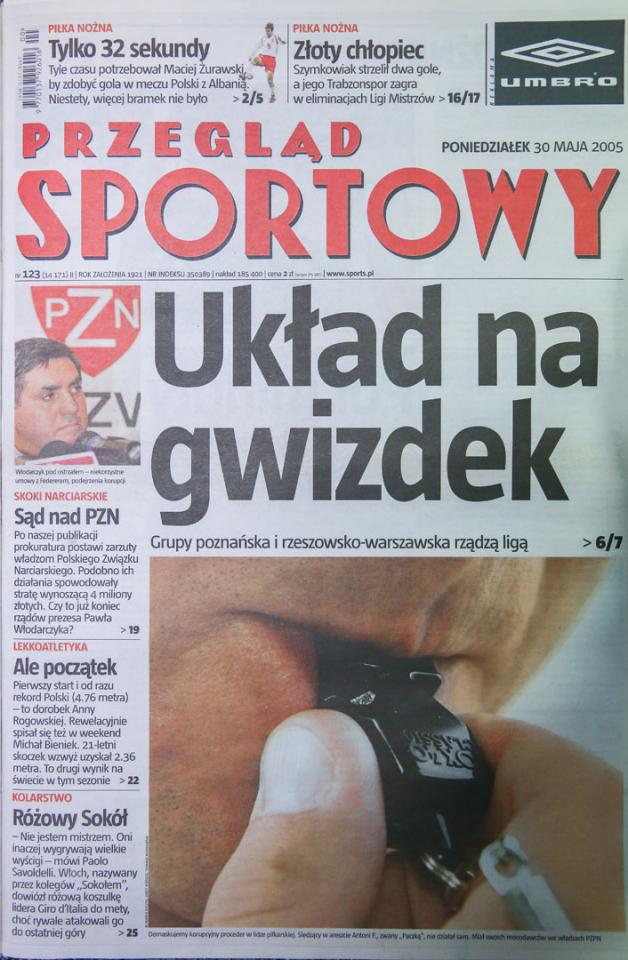 Okładka Przeglądu Sportowego po meczu Polska - Albania (29.05.2005) 