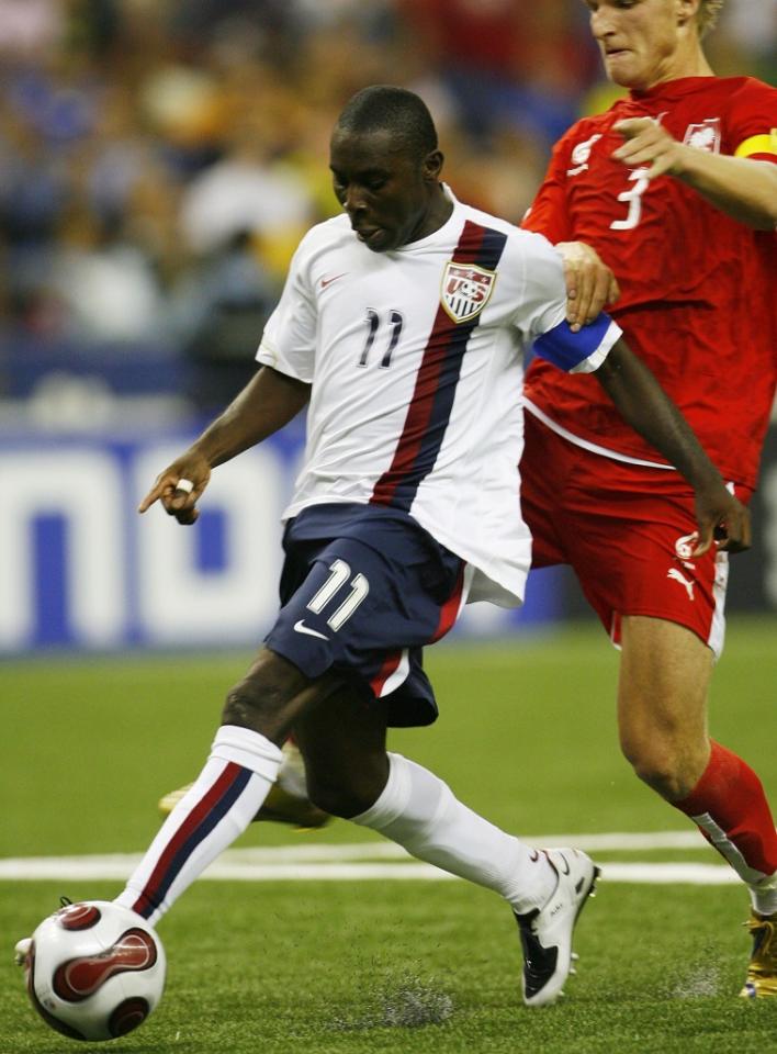 Zdobywca trzech bramek dla USA Freddy Adu podczas meczu z Polską (6:1) na mistrzostwach świata do lat 20 (03.07.2007).