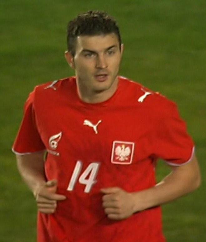 Michał Żewłakow podczas meczu Polska - Słowacja 2:2 (07.02.2007).