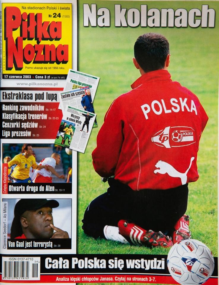 Okładka piłki nożnej po meczu szwecja - polska (11.06.2003) 