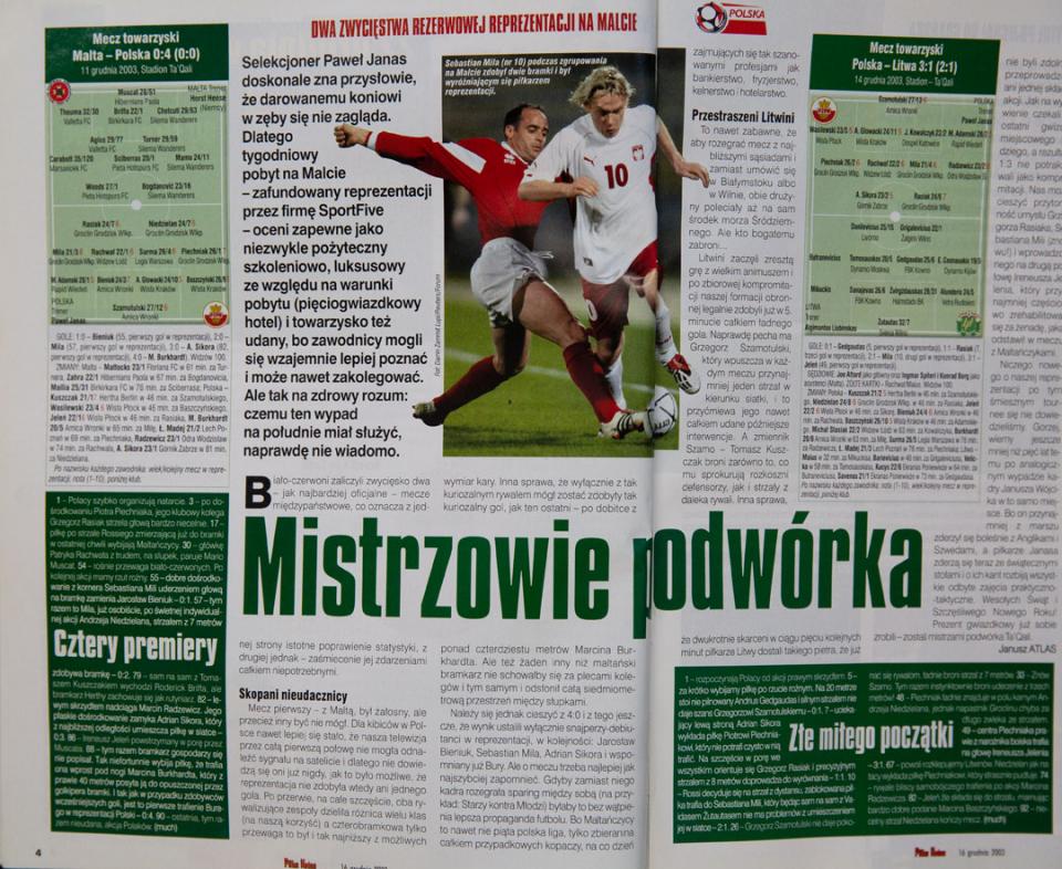 Piłka nożna po meczach z Maltą i Litwą (2003) 