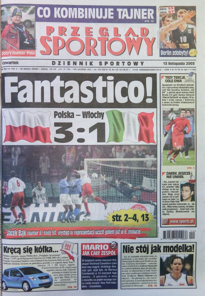 Okładka po meczu Polska - Włochy (12.11.2003) 