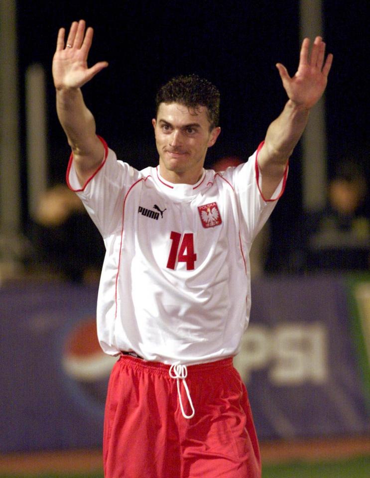 Marcin Żewłakow podczas meczu Polska - Irlandia Północna 4:1 (13.02.2002).