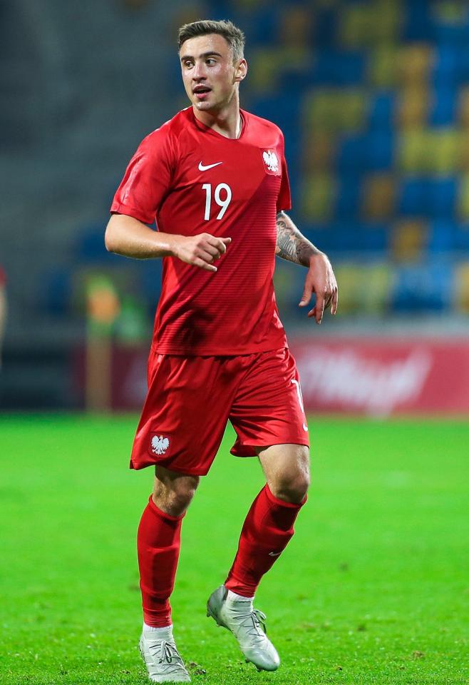 Filip Jagiełło podczas meczu reprezentacji do lat 21 Polska - Gruzja 3:0 (16.10.2018).