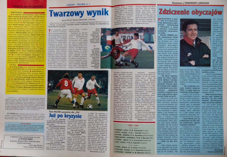 Piłka nożna po meczu Czechy - Polska (12.03.1997) 