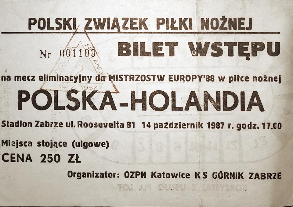 Bilet z meczu polska - holandia (14.10.1997) 