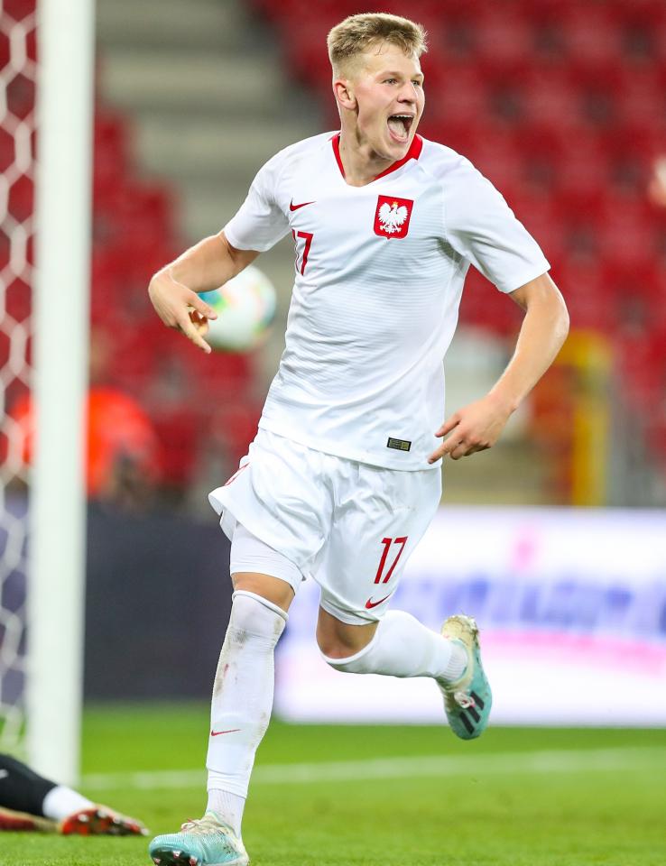 Mateusz Bogusz podczas meczu Polska - Serbia 1:0 U-21 (15.10.2019)