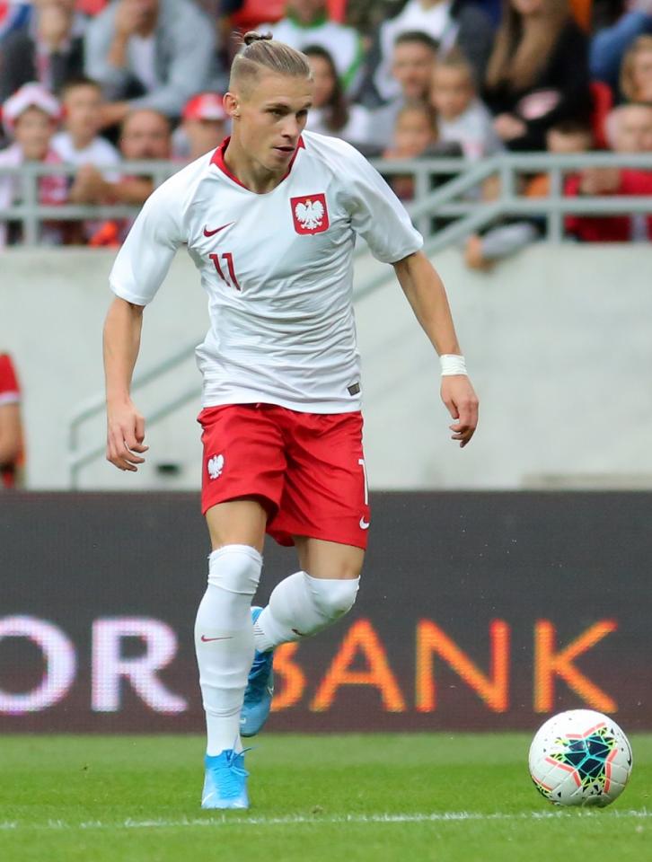 Przemysław Płacheta podczas meczu Polska - Estonia 4:0 w eliminacjach Euro 2021 U-21 (10.09.2019).