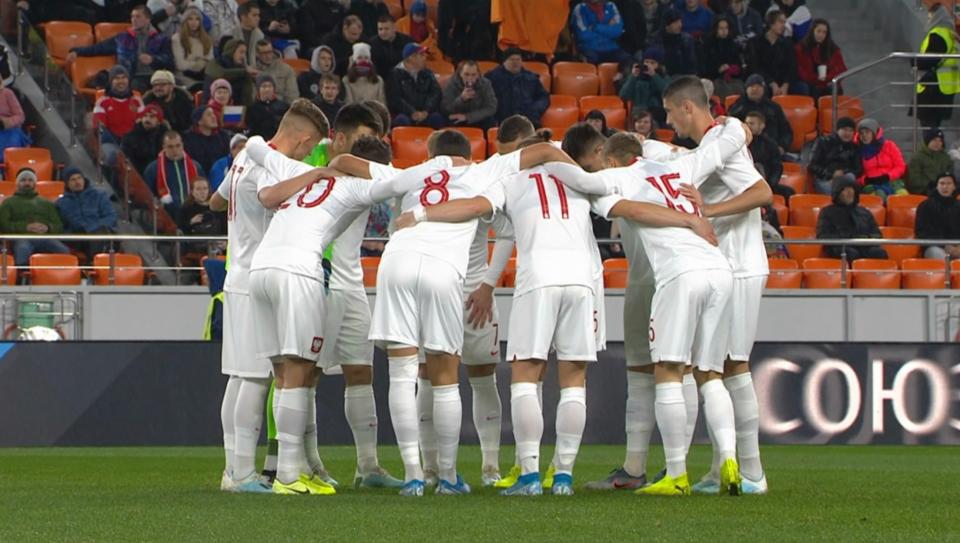 Polscy piłkarze przed meczem z Rosją w eliminacjach Euro 2021 do lat 21 (11.10.2019).