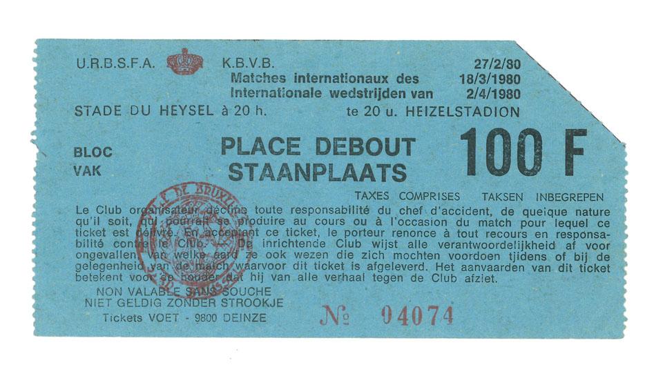 Bilet z meczu Belgia - Polska (02.04.1980)