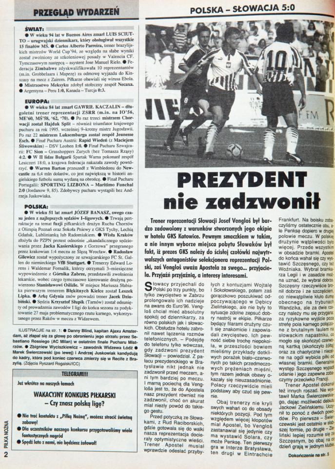 Piłka nożna po meczu polska - słowacja (07.06.1995) 