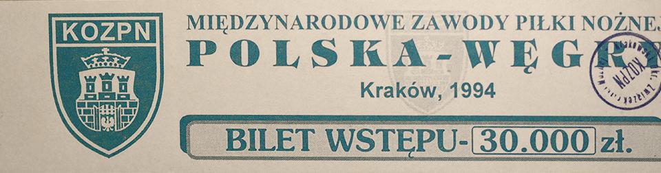 Bilet na mecz Polska - Węgry (04.05.1994) 