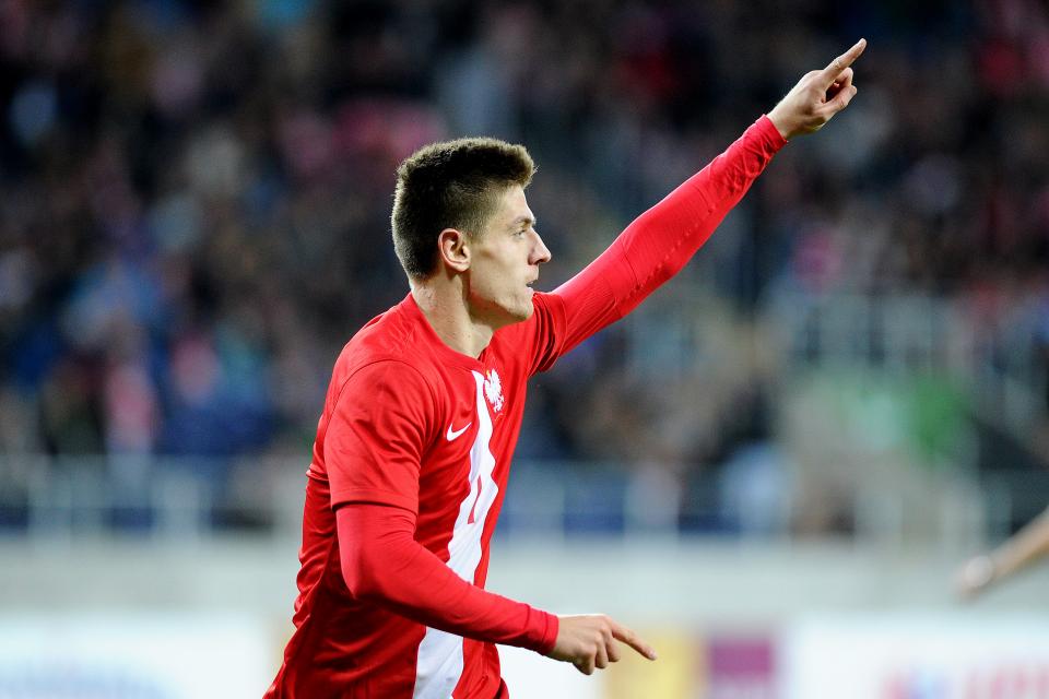 Krzysztof Piątek podczas meczu reprezentacji Polski do lat 21 z Izraelem 3:1 (08.10.2015).