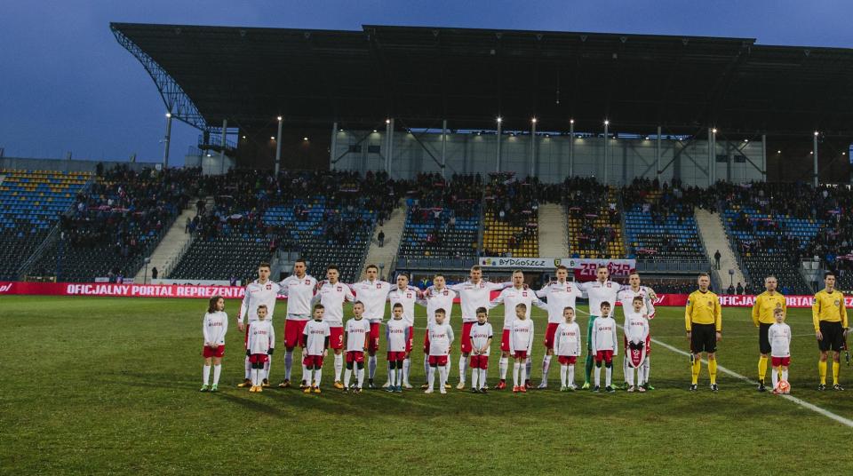 Reprezentacja Polski do lat 21 przed meczem z rówieśnikami z Finlandii.