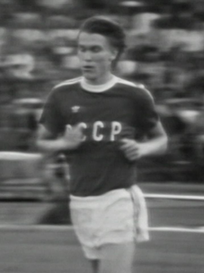 Oleg Błochin podczas meczu ZSRR - Polska 4:1 (07.09.1977).