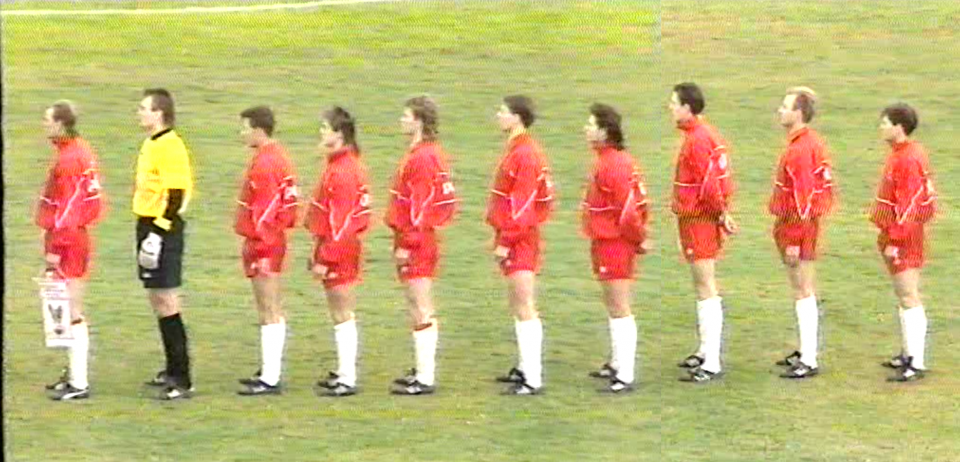 Reprezentacja Polski przed meczem towarzyskim z Cyprem w Nikozji w lutym 1993 roku.