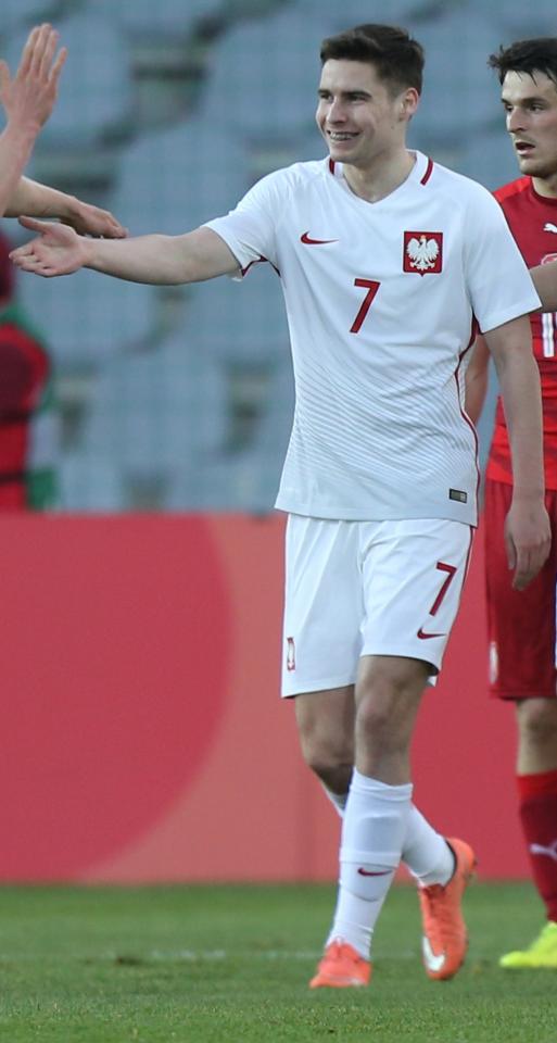 Jarosław Niezgoda podczas meczu Polska - Czechy 1:2 U21 (27.03.2017).
