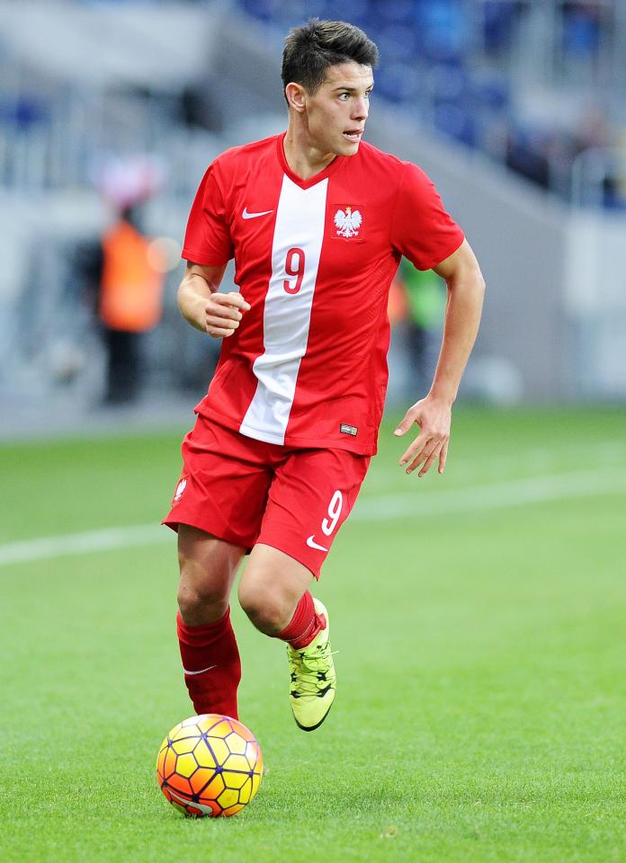 Mariusz Stępiński podczas meczu Polska - Izrael 3:1 U21 (08.10.2015).