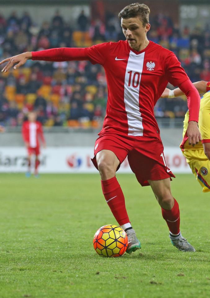 Patryk Lipski podczas meczu Polska - Rumunia 0:0 U21 (13.10.2015).