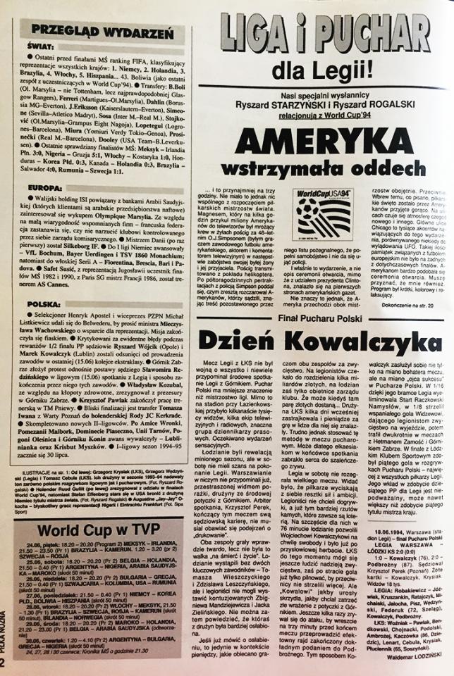 Piłka nożna po finale Pucharu Polski Legia - ŁKS 2:0 (18.06.1994) 