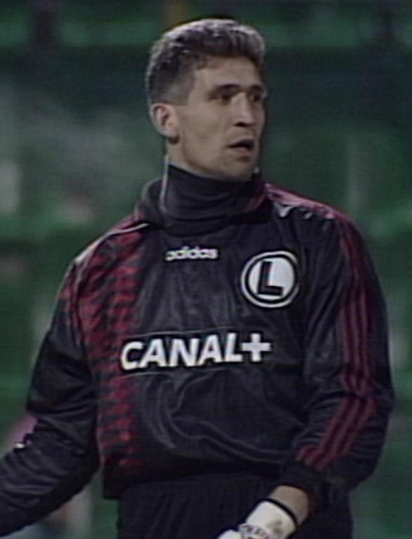 Maciej Szczęsny podczas meczu Legia Warszawa - Spartak Moskwa 0:1 (06.12.1995)