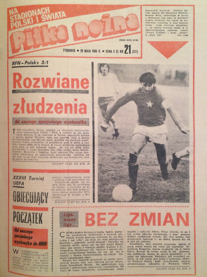 Okładka piłki nożnej po meczu RFN - Polska (13.05.1980)