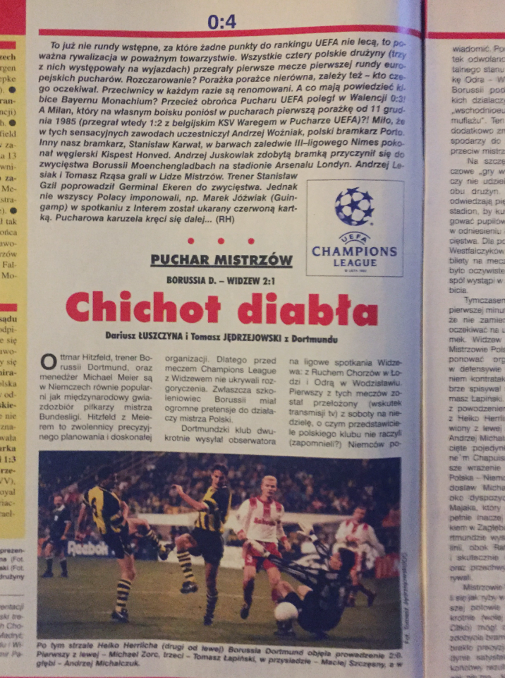 piłka nożna po meczu borussia d. - widzew (11.09.1996) 