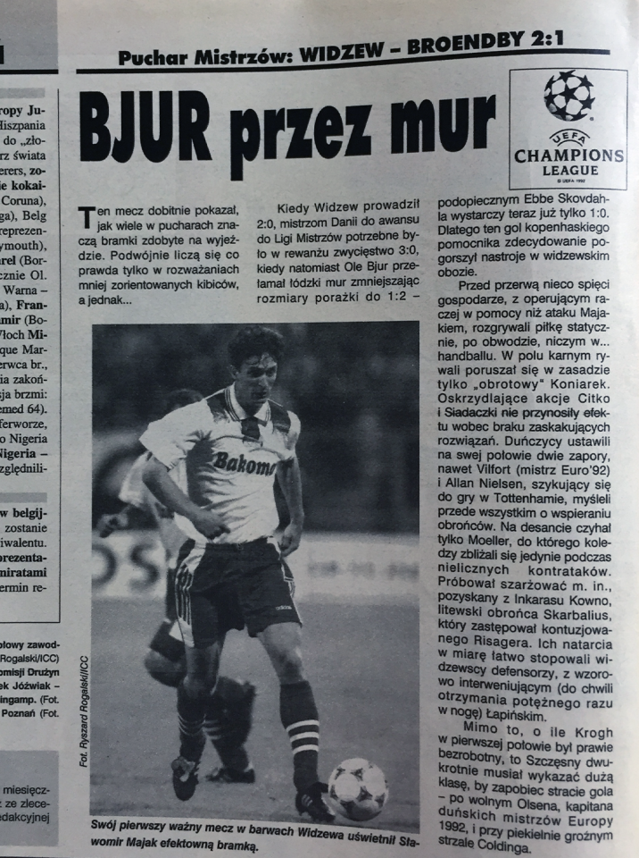 Piłka nożna po meczu Widzew - Broendby (07.08.1996) 