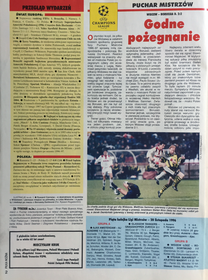 Piłka nożna po meczu widzew - borussia (20.11.1996) 