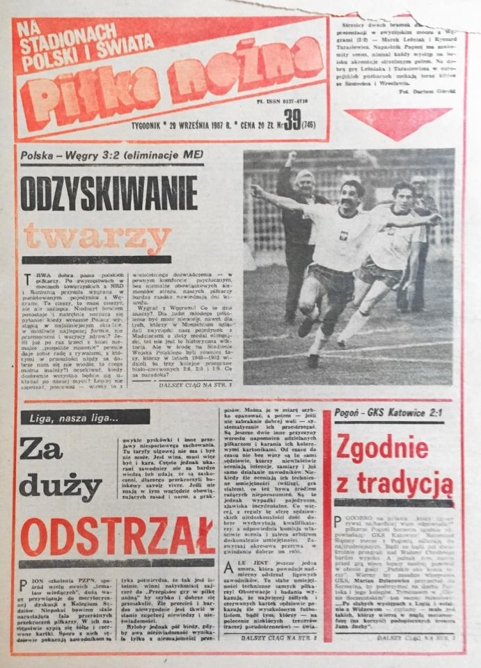 Piłka nożna po meczu Polska - Węgry (23.09.1987)