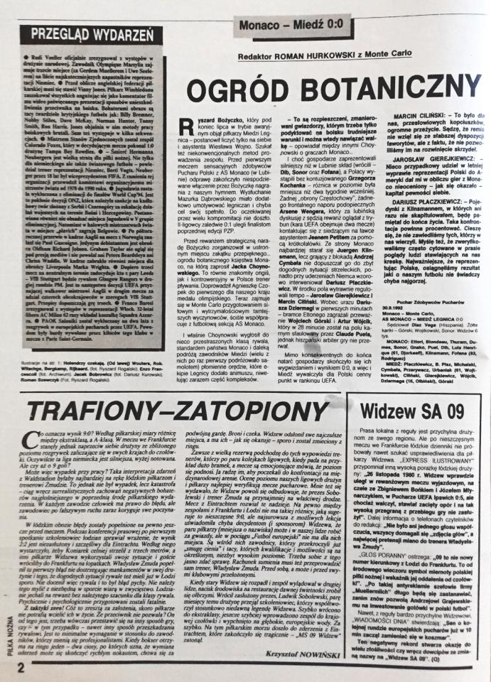 Piłka nożna po meczu Eintracht - Widzew (30.09.1992) 