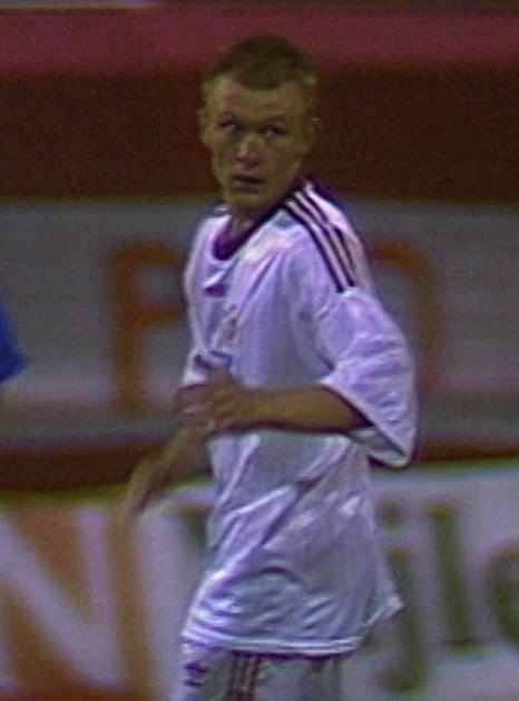 Andrzej Michalczuk podczas meczu Widzew Łódź - Czernomorec Odessa 1:0, k. 5:6 (26.09.1995).