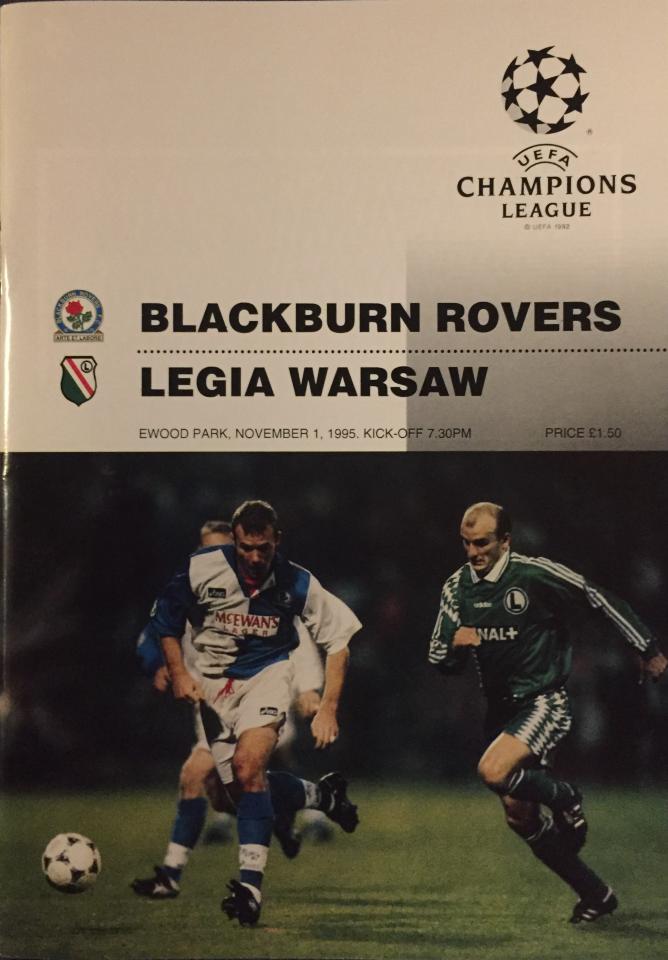Program meczowy Blackburn - Legia 0:0 (01.11.1995)