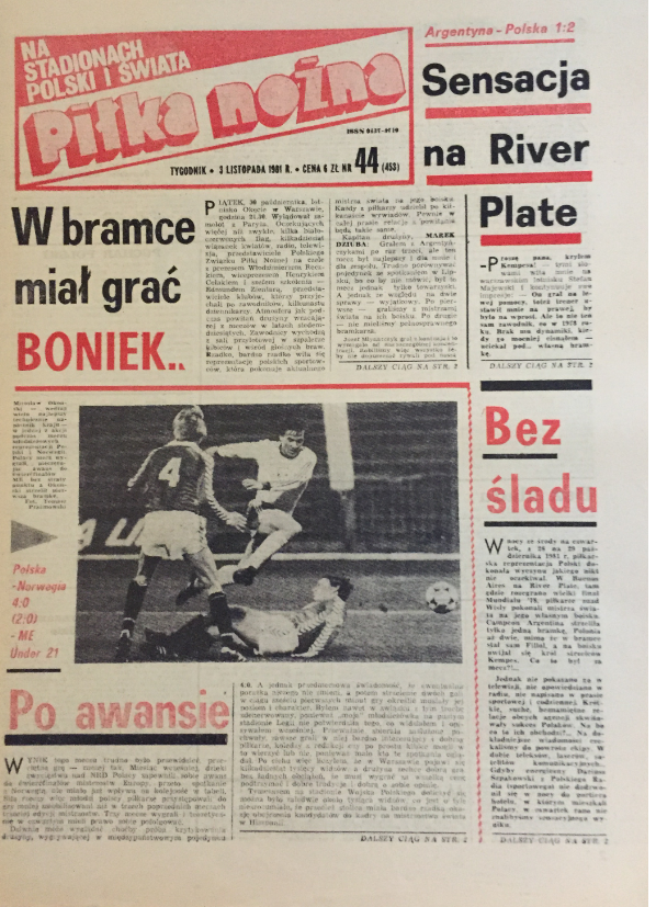 piłka nożna po meczu argentyna - Polska (28.10.1981)