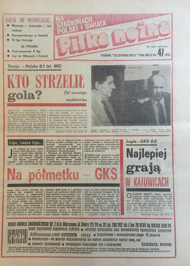 Piłka nożna po meczu turcja - polska (14.11.1990)