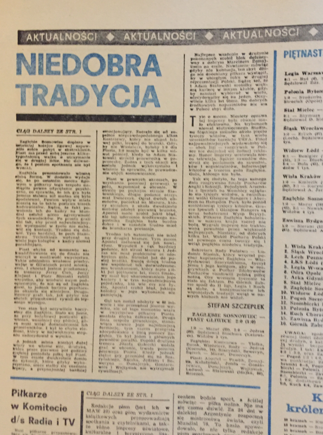 Piłka nożna po meczu zagłębie - piast (06.05.1978)